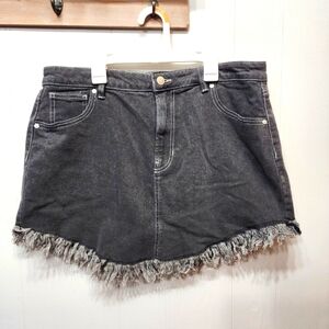 Celebrity Pink Skirt Size 15 32 Black‎ Frayed Hem Denim Jean Casual C213
